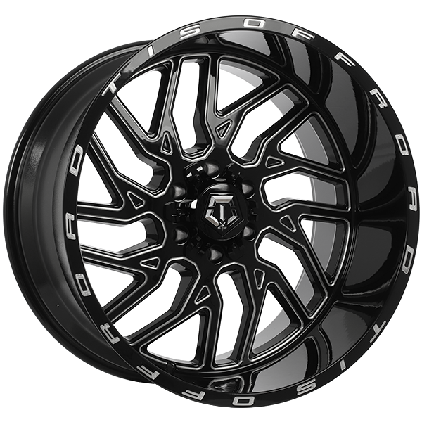 TIS Wheels 544 22x12.0 Gloss Black - Milled Edge -44 6x135/6x139.7 108.1 544BM2226844S