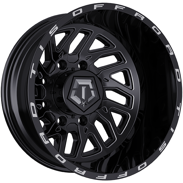 TIS Wheels 544 22x8.2 Gloss Black - Milled Edge -198 8x165.1 121.7 544BM22899ROS