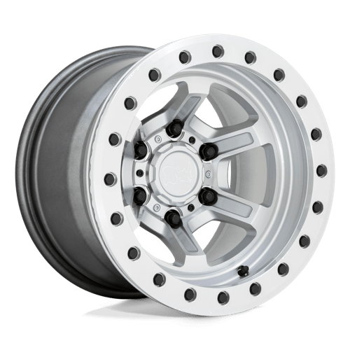 Black Rhino OFFSHOOT BEADLOCK Gloss Silver W/ Machined Face | 15x10 | 6x5.5 | -38 | 112.1mm