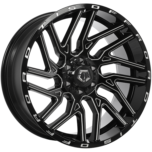 TIS Wheels 554 22x10.0 Gloss Black - Milled Edge -19 6x135/6x139.7 108.1 554BM2206819S