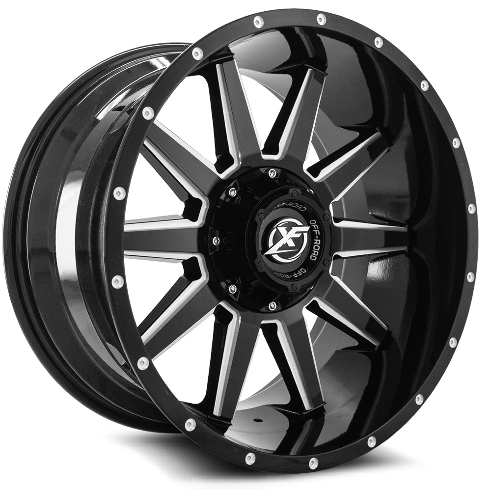XF OFFROAD XF-219 22.0x12.0 Gloss Black Milled -44 5x127/5x114.3 0.0 XF-219221251143127-44GBML