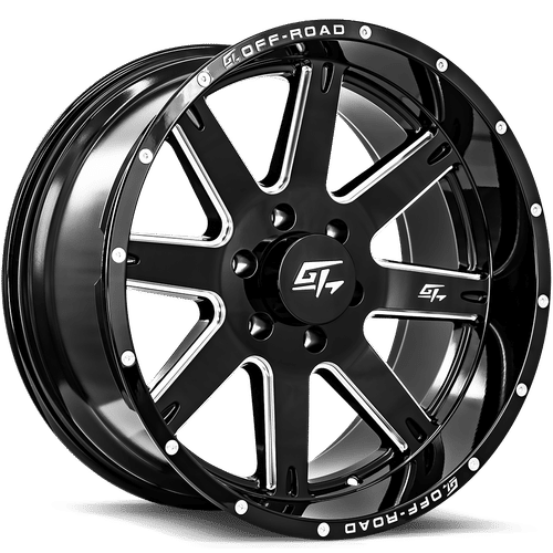 GT OFFROAD INVASION 22x12.0 Gloss Black Milled -44 6x139.7 106.1 GT722126139744GBML