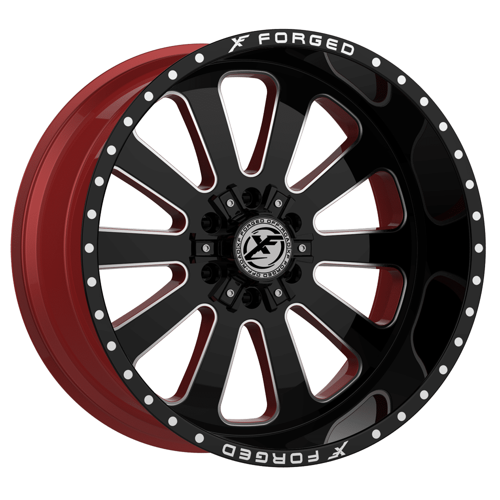 XF OFFROAD XFX-302 24x12.0 Gloss Black Milled W/Red Inner -44 5x127/5x139.7 78.1 XFX-302241251271397-44GBRWMW