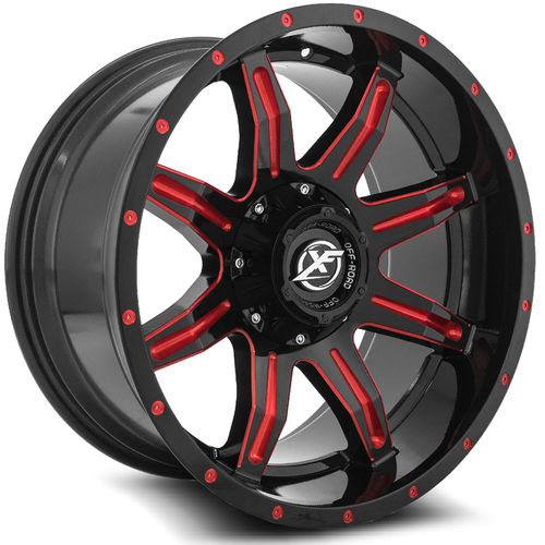 XF OFFROAD XF-215 20x10.0 Gloss Black Milled Red -12 8x165.1/8x170 125.2 XF-215201081651170-12GBMLR