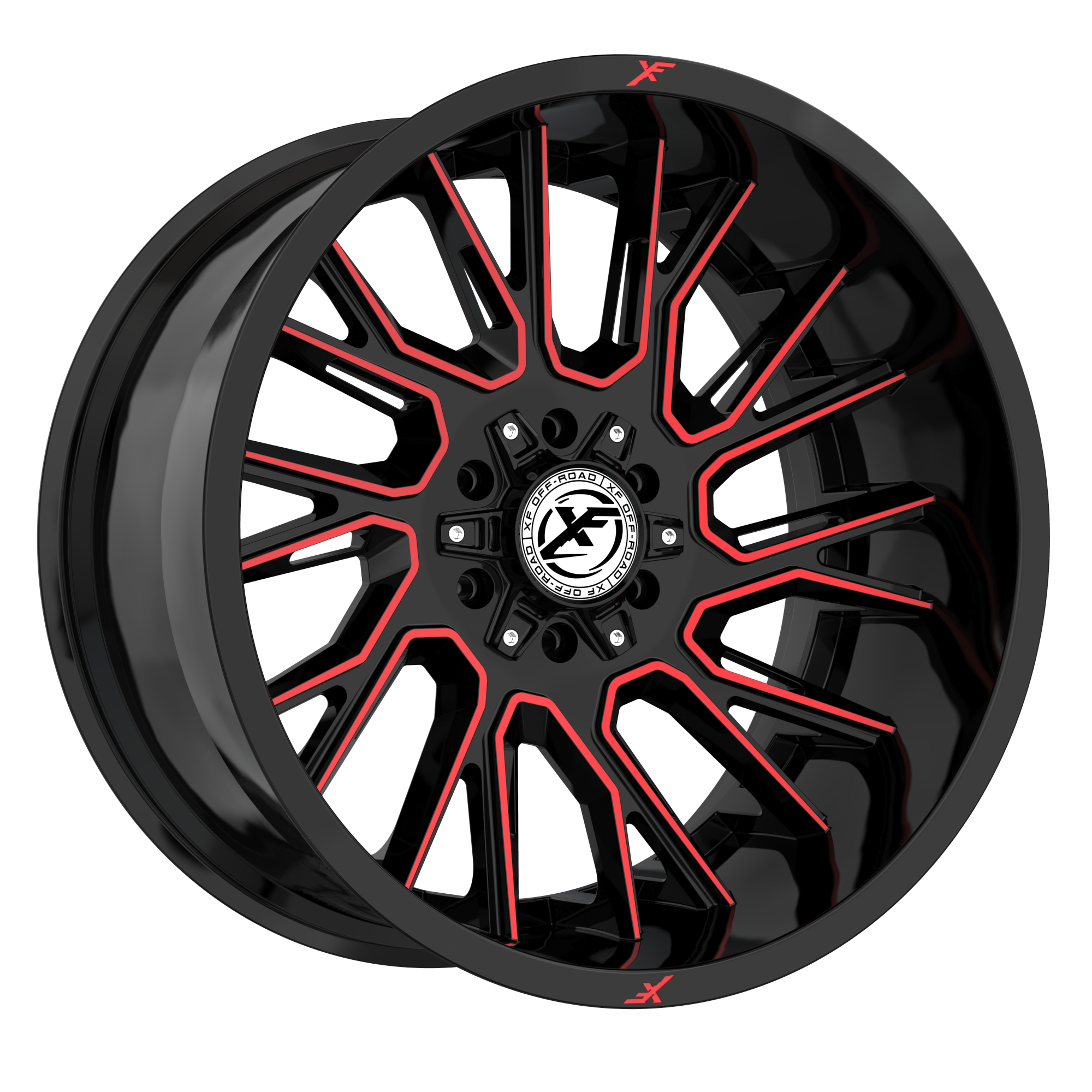 XF OFFROAD XF-230 22x10.0 Gloss Black Machined Red -24 6x135/6x139.7 106.4 XF-230221061351397-24GBMRED