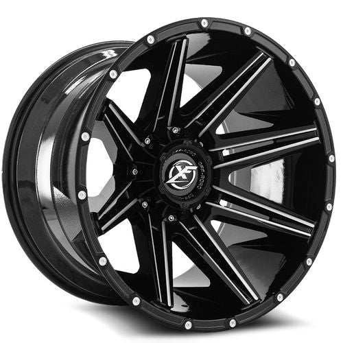 XF OFFROAD XF-220 22x12.0 Gloss Black Milled -44 8x165.1/8x180 125.2 XF-220221281651180-44GBML