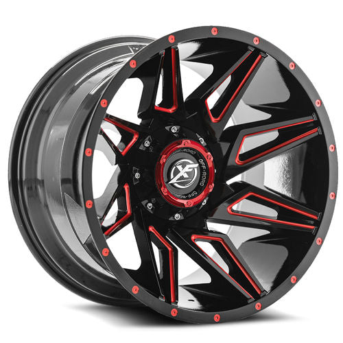 XF OFFROAD Gloss Black Milled Red 20x9 6x135
