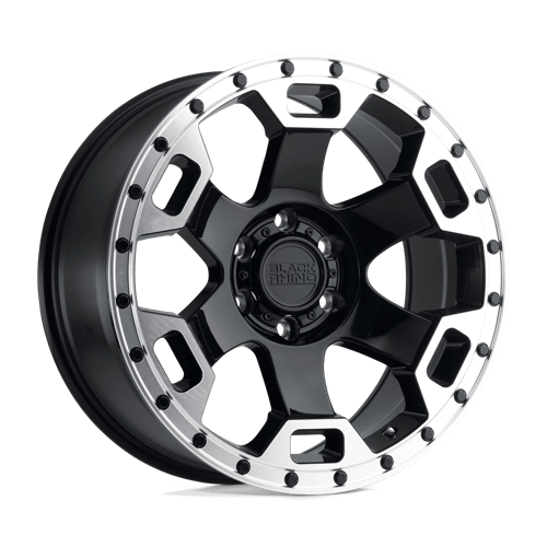 Black Rhino GAUNTLET Gloss Black W/ Mirror Machined Ring | 18x9 | 5x5.0 | -18 | 71.5mm